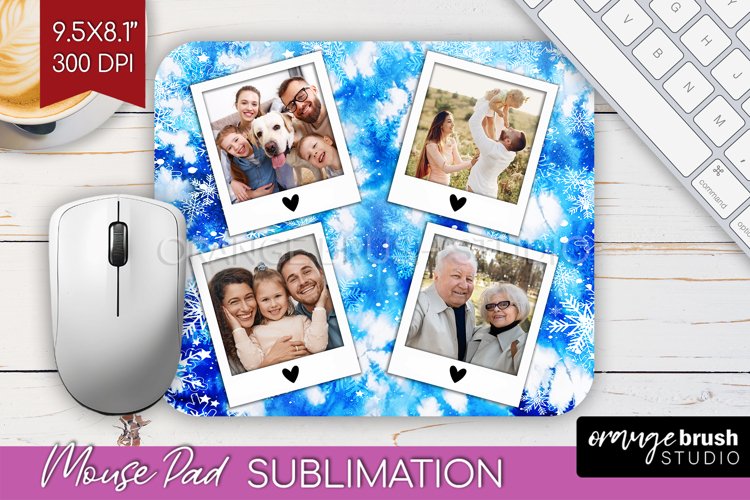 Winter Tie Dye Family Photo Frame Mouse Pad Sublimation example image 1