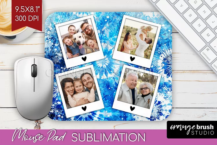 Winter Tie Dye Family Photo Frame Mouse Pad Sublimation