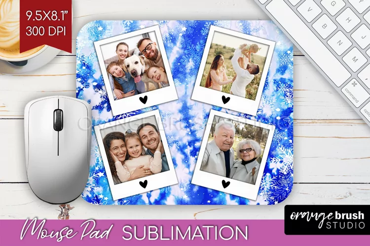 Winter Tie Dye Family Photo Frame Mouse Pad Sublimation