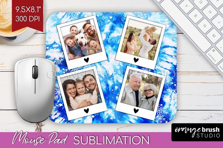 Winter Tie Dye Family Photo Frame Mouse Pad Sublimation example image 1