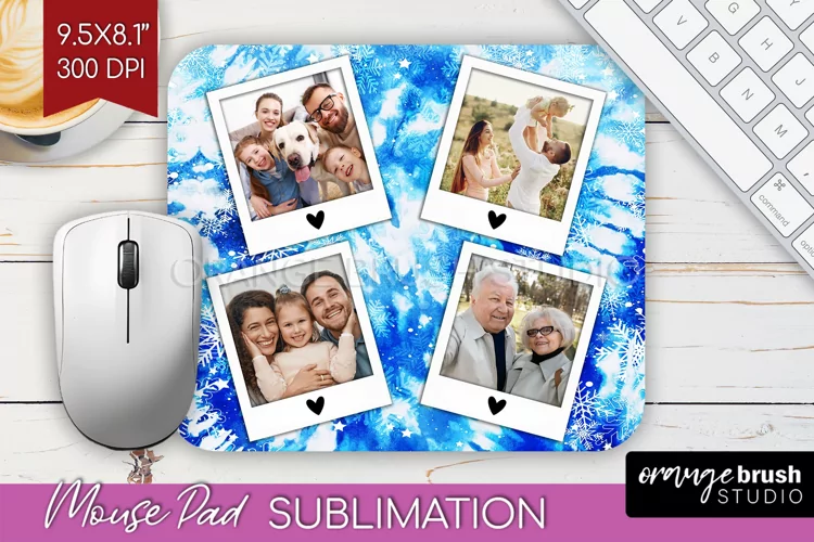 Winter Tie Dye Family Photo Frame Mouse Pad Sublimation