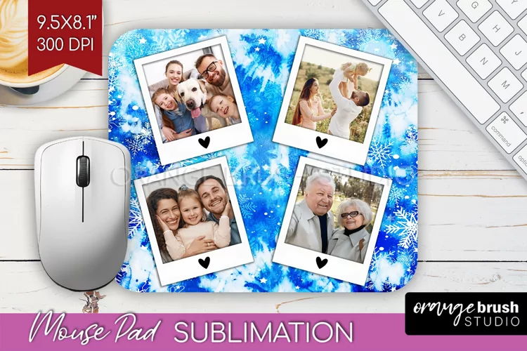Winter Tie Dye Family Photo Frame Mouse Pad Sublimation