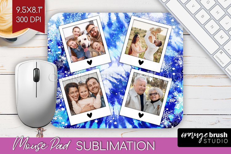 Winter Tie Dye Family Photo Frame Mouse Pad Sublimation example image 1