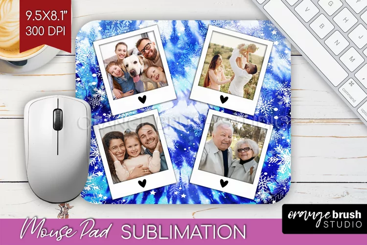 Winter Tie Dye Family Photo Frame Mouse Pad Sublimation