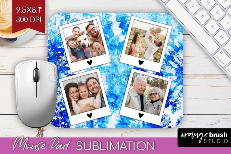 Winter Tie Dye Family Photo Frame Mouse Pad Sublimation example image 1