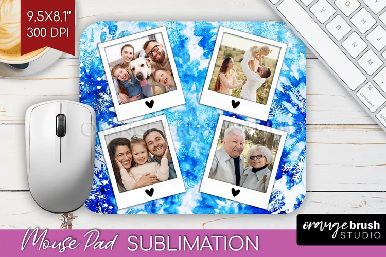 Winter Tie Dye Family Photo Frame Mouse Pad Sublimation