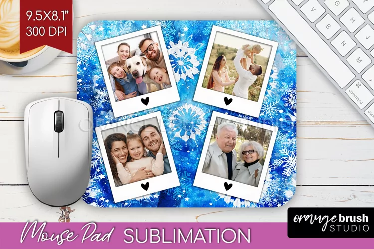 Winter Tie Dye Family Photo Frame Mouse Pad Sublimation