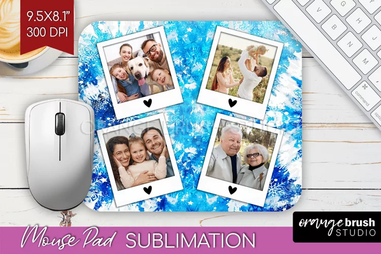 Winter Tie Dye Family Photo Frame Mouse Pad Sublimation