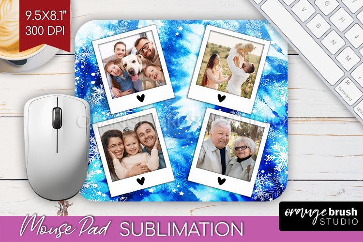 Winter Tie Dye Family Photo Frame Mouse Pad Sublimation example image 1
