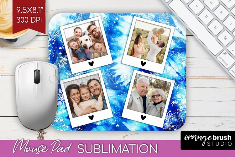 Winter Tie Dye Family Photo Frame Mouse Pad Sublimation