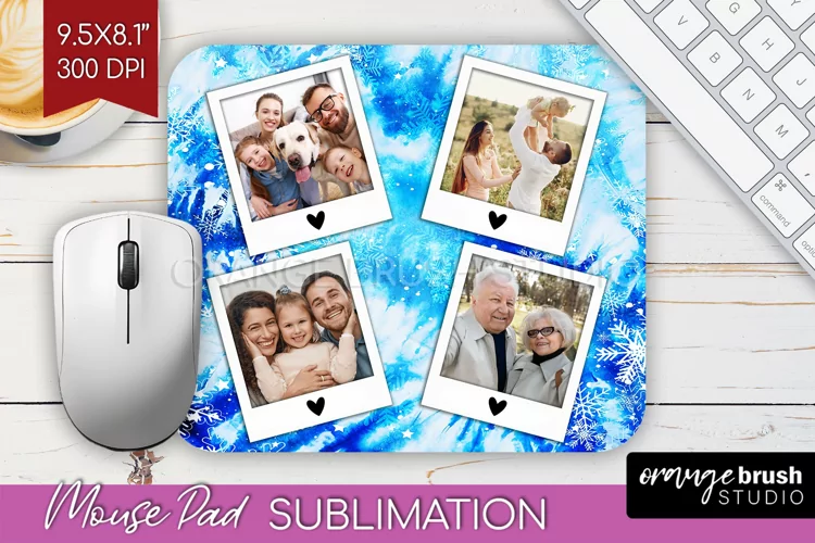 Winter Tie Dye Family Photo Frame Mouse Pad Sublimation