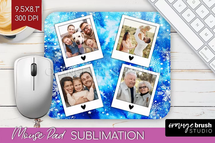 Winter Tie Dye Family Photo Frame Mouse Pad Sublimation