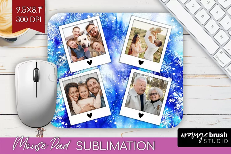 Winter Tie Dye Family Photo Frame Mouse Pad Sublimation