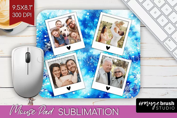 Winter Tie Dye Family Photo Frame Mouse Pad Sublimation