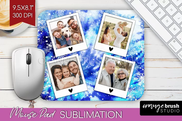 Winter Tie Dye Family Photo Frame Mouse Pad Sublimation