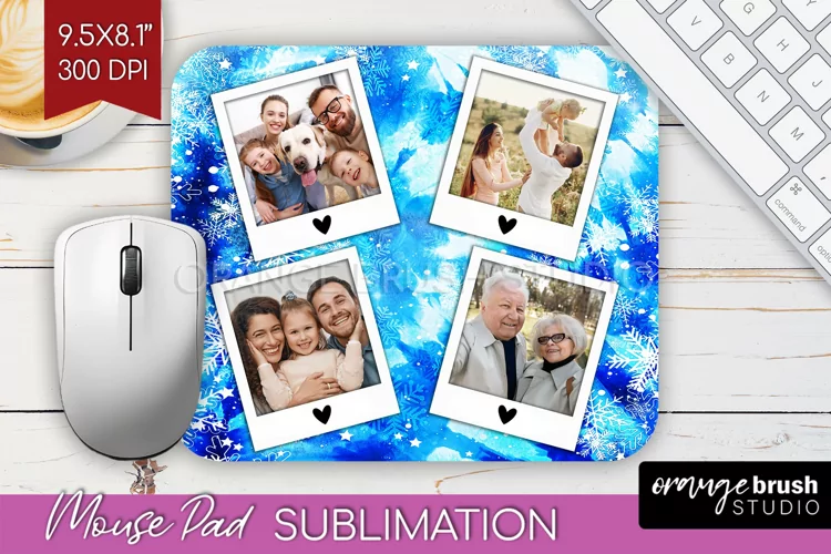 Winter Tie Dye Family Photo Frame Mouse Pad Sublimation