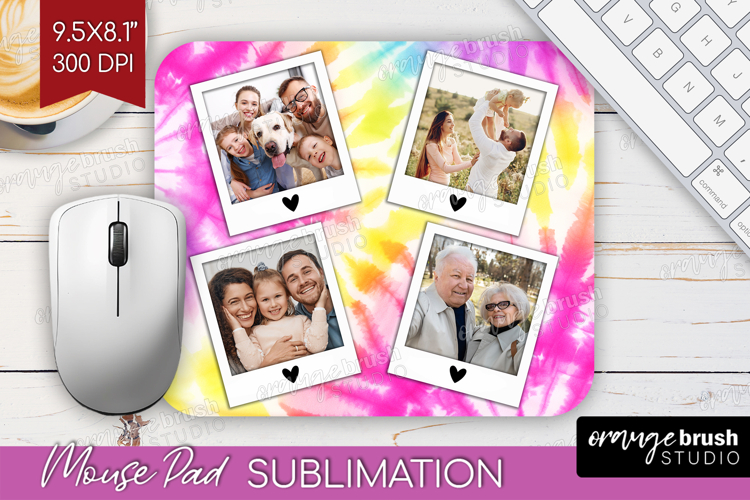 Tie Dye Photo Mouse Pad PNG - Rainbow Picture Frame Mouse