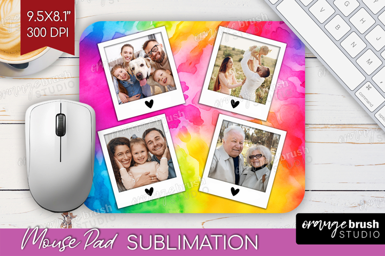 Tie Dye Photo Mouse Pad PNG - Rainbow Picture Frame Mouse