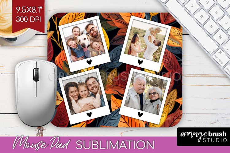 Autumn Photo Frame Mouse Pad Sublimation, Add Your Picture example image 1