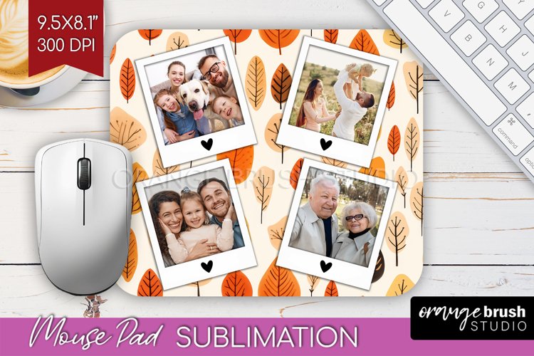 Autumn Photo Frame Mouse Pad Sublimation, Add Your Picture example image 1