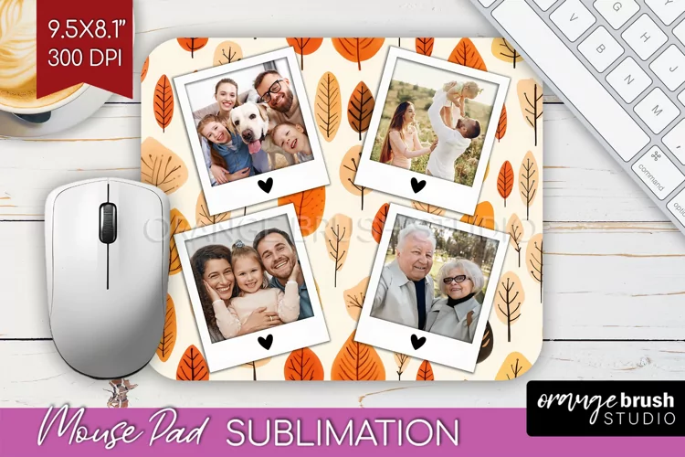 Autumn Photo Frame Mouse Pad Sublimation, Add Your Picture
