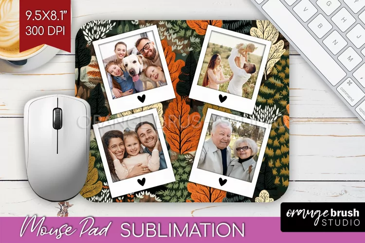 Autumn Photo Frame Mouse Pad Sublimation, Add Your Picture