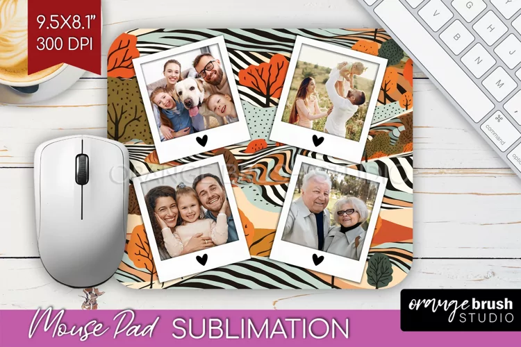 Autumn Photo Frame Mouse Pad Sublimation, Add Your Picture