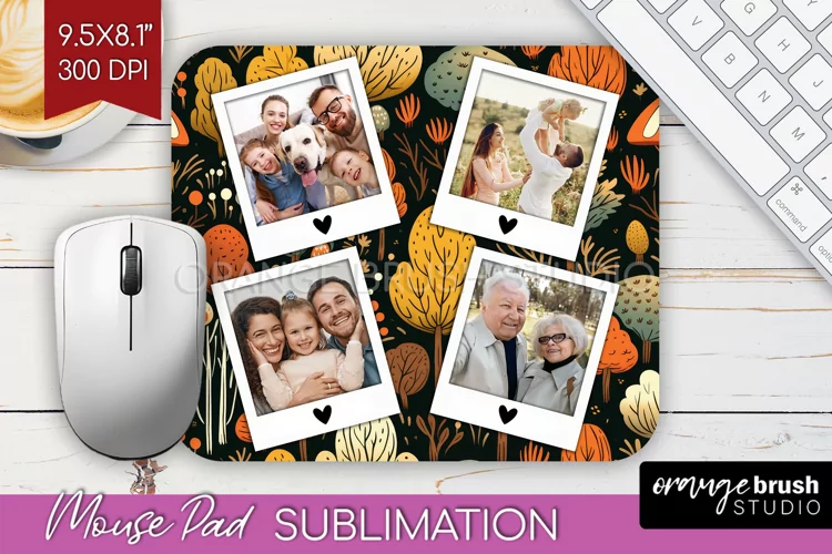 Autumn Photo Frame Mouse Pad Sublimation, Add Your Picture