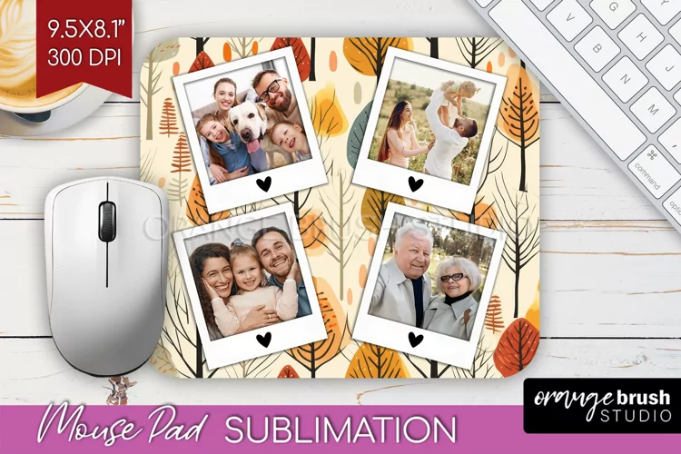 Autumn Photo Frame Mouse Pad Sublimation, Add Your Picture