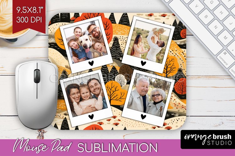 Autumn Photo Frame Mouse Pad Sublimation, Add Your Picture example image 1