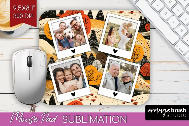 Autumn Photo Frame Mouse Pad Sublimation, Add Your Picture