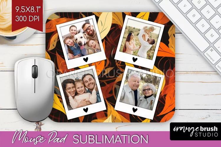 Autumn Photo Frame Mouse Pad Sublimation, Add Your Picture