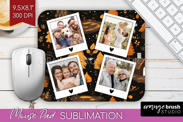 Autumn Photo Frame Mouse Pad Sublimation, Add Your Picture