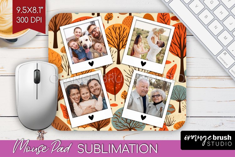 Autumn Photo Frame Mouse Pad Sublimation, Add Your Picture example image 1