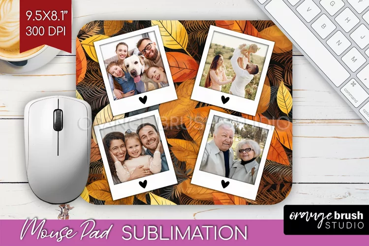 Autumn Photo Frame Mouse Pad Sublimation, Add Your Picture