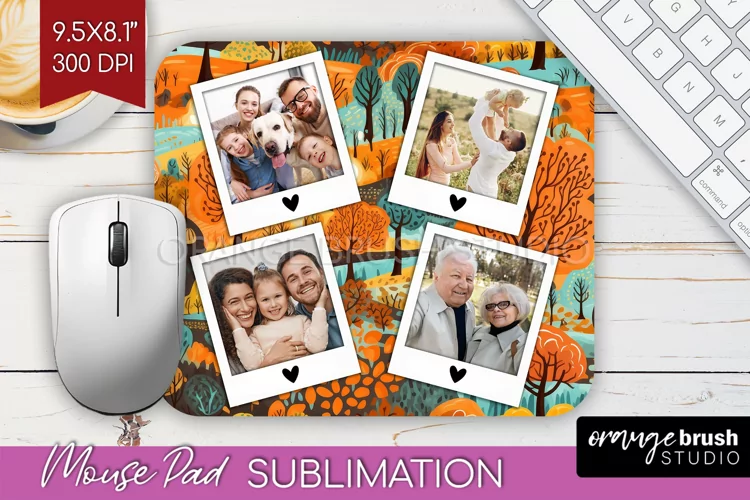 Autumn Photo Frame Mouse Pad Sublimation, Add Your Picture