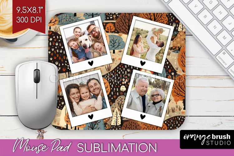 Autumn Photo Frame Mouse Pad Sublimation, Add Your Picture