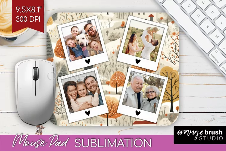 Autumn Photo Frame Mouse Pad Sublimation, Add Your Picture