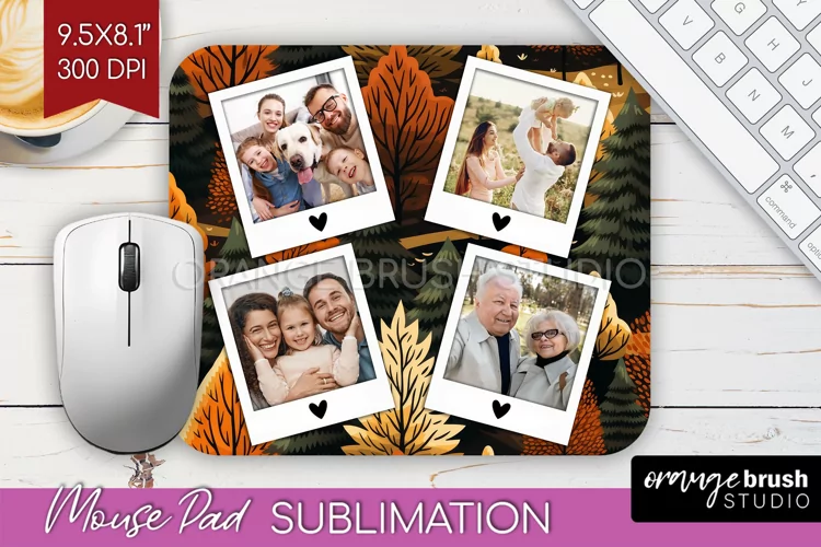 Autumn Photo Frame Mouse Pad Sublimation, Add Your Picture