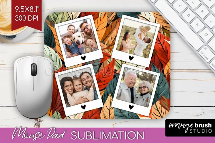 Autumn Photo Frame Mouse Pad Sublimation, Add Your Picture