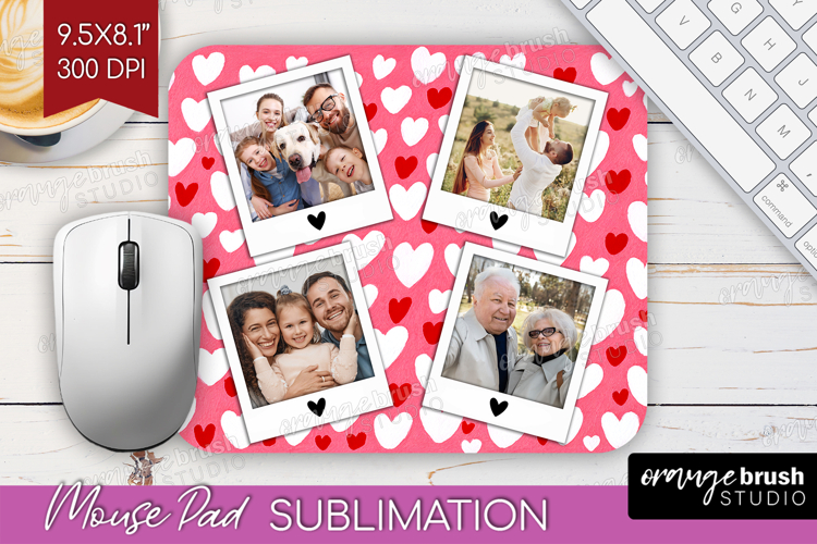 Heart Pattern Photo Mouse Pad PNG - Valentines Day Picture