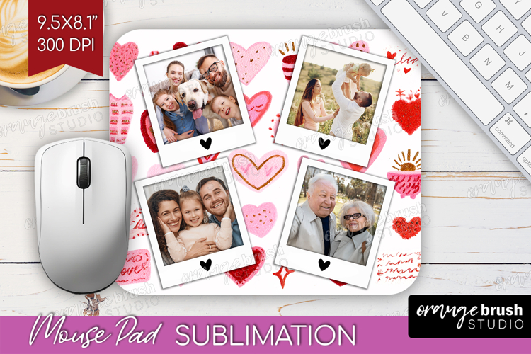 Heart Pattern Photo Mouse Pad PNG - Valentines Day Picture