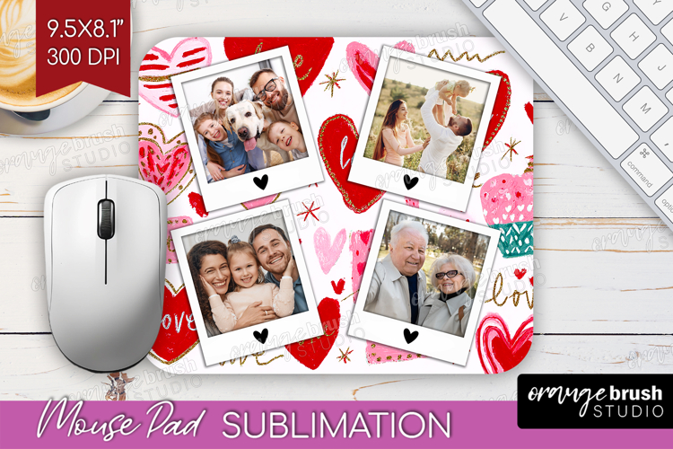 Heart Pattern Photo Mouse Pad PNG - Valentines Day Picture
