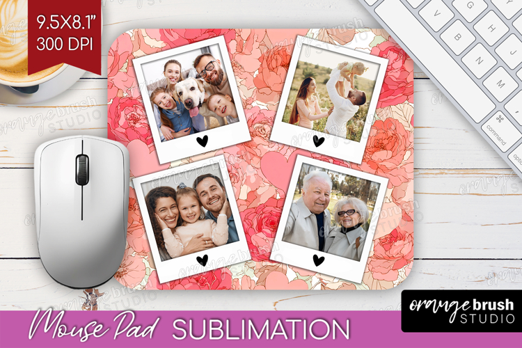 Heart Pattern Photo Mouse Pad PNG - Valentines Day Picture