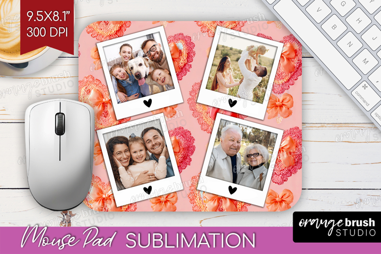 Heart Pattern Photo Mouse Pad PNG - Valentines Day Picture