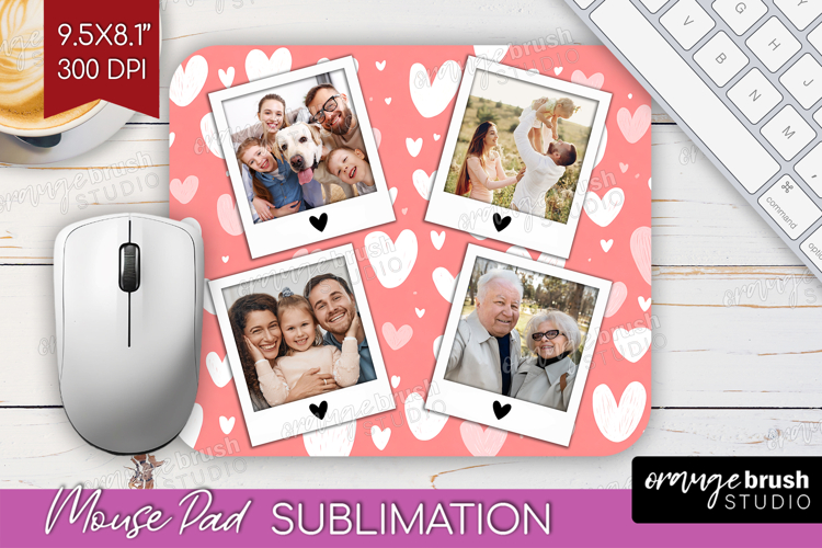 Heart Pattern Photo Mouse Pad PNG - Valentines Day Picture