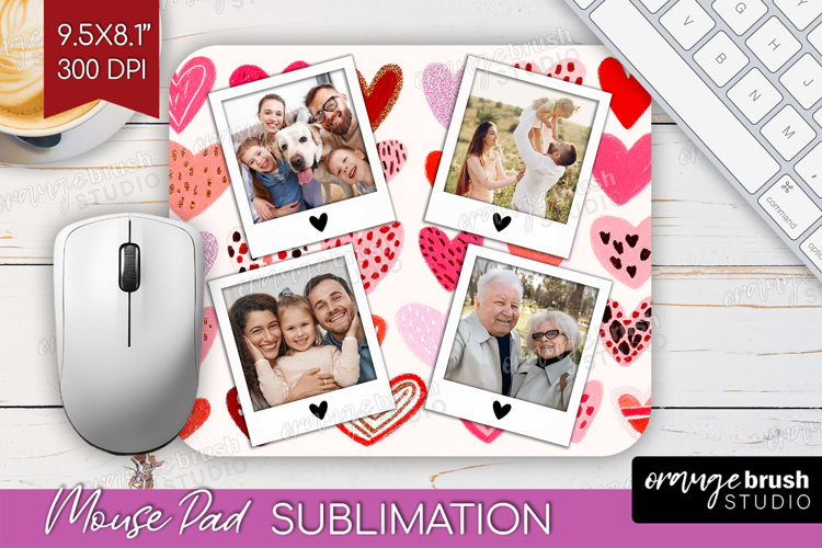 Heart Pattern Photo Mouse Pad PNG - Valentines Day Picture