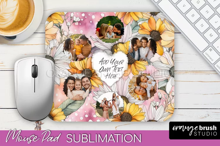 Photo Mouse Pad Sublimation, Floral Mouse Pad Picture Frame