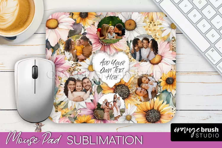 Photo Mouse Pad Sublimation, Floral Mouse Pad Picture Frame
