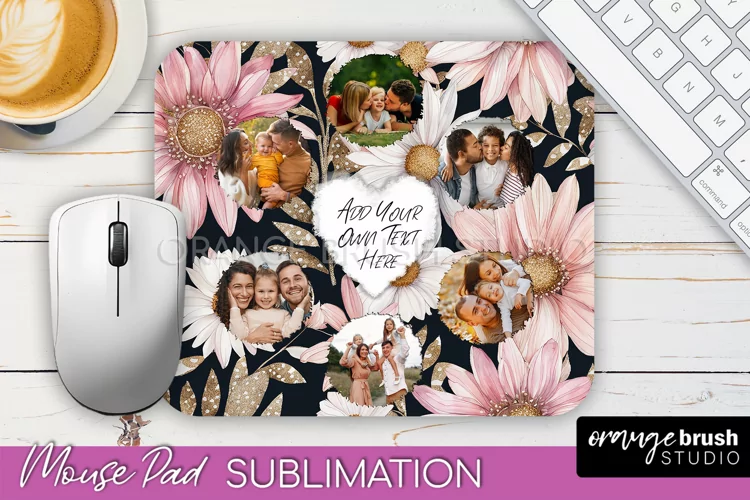 Photo Mouse Pad Sublimation, Floral Mouse Pad Picture Frame